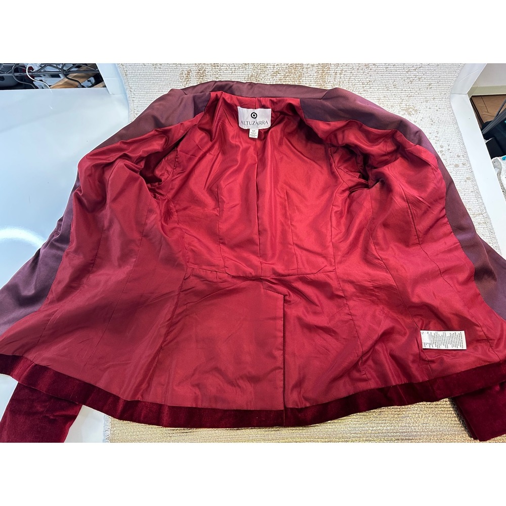 ALTUZARRA For TARGET Burgundy Red Velvet Tuxedo Blazer Satin Lapel | Small - Picture 11 of 12